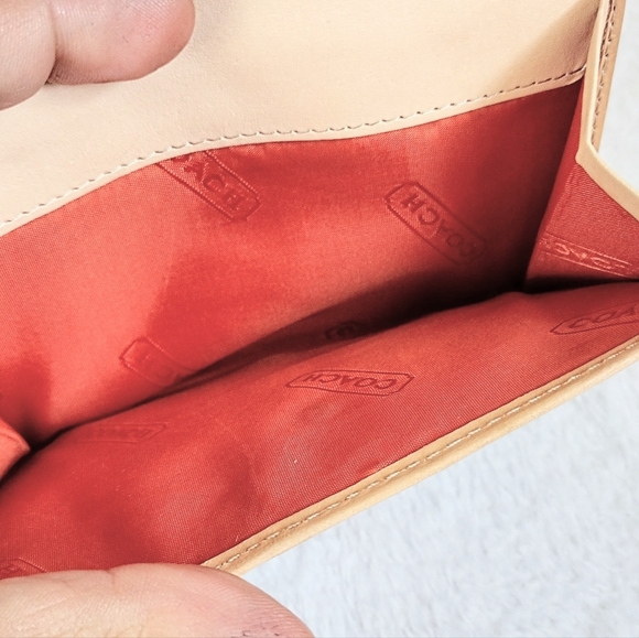 😍 Vintage Y2K Coach Hampton Khaki Signature Stripe Compact Clutch Wallet - Picture 7 of 12